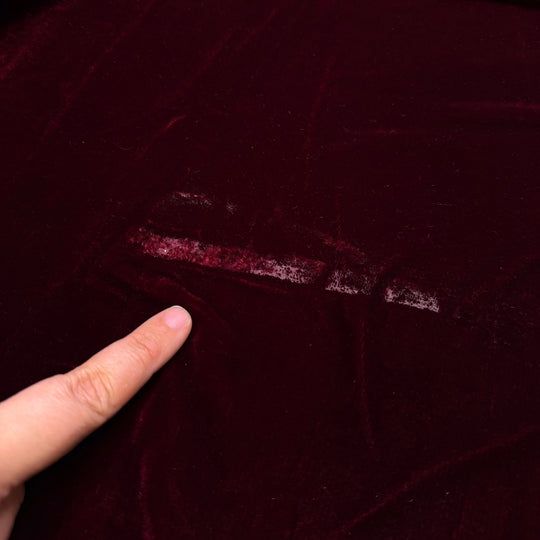 Homegrown Luxury - Vintage Velvet Poly Woven - Dark Red - 1M Bundle - True Deadstock fabric Fabric by private - Sustainable Textile | FABCYCLE