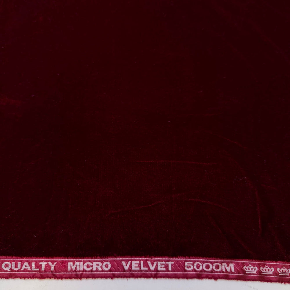 Homegrown Luxury - Vintage Velvet Poly Woven - Dark Red - 1M Bundle - True Deadstock fabric Fabric by private - Sustainable Textile | FABCYCLE
