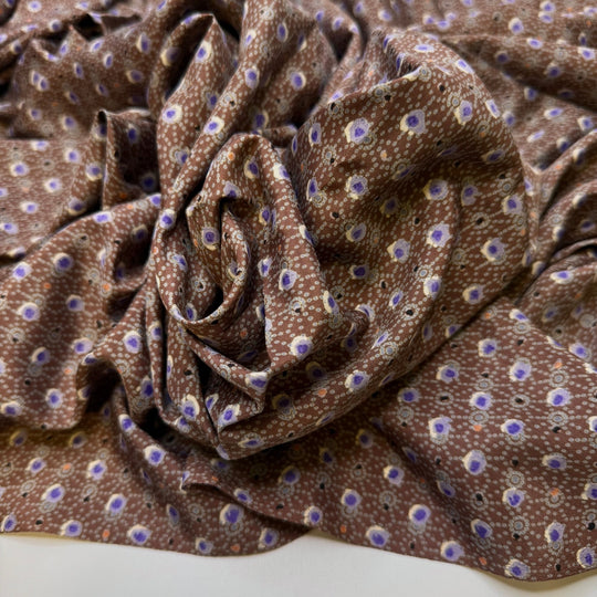 Homemade Sausage - Polyester Blend Woven - Light Brown/Purple Floral - 1.95M Bundle - True Deadstock fabric Fabric by private - Sustainable Textile | FABCYCLE