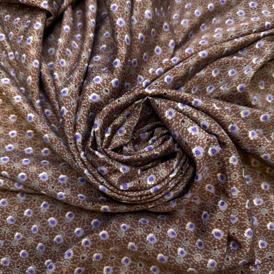 Homemade Sausage - Polyester Blend Woven - Light Brown/Purple Floral - 1.95M Bundle - True Deadstock fabric Fabric by private - Sustainable Textile | FABCYCLE