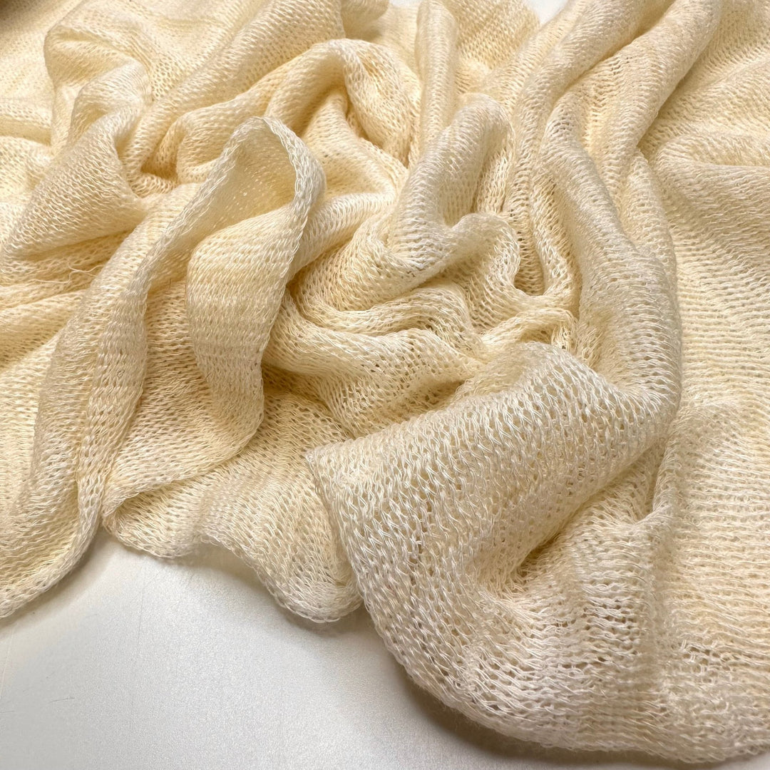Homemade Sweater - Tubular Cotton Blend Knit - Cream - 1/2 Meter - True Deadstock fabric Fabric by private - Sustainable Textile | FABCYCLE