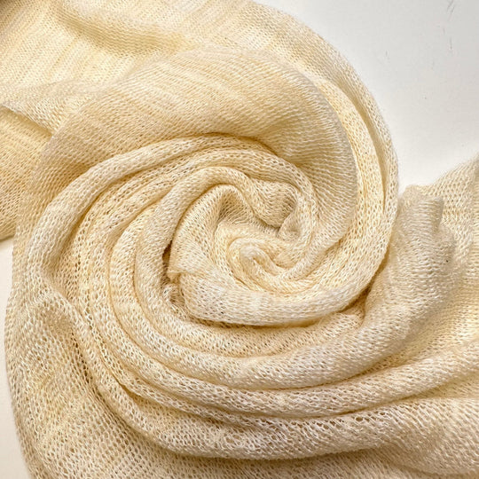 Homemade Sweater - Tubular Cotton Blend Knit - Cream - 1/2 Meter - True Deadstock fabric Fabric by private - Sustainable Textile | FABCYCLE