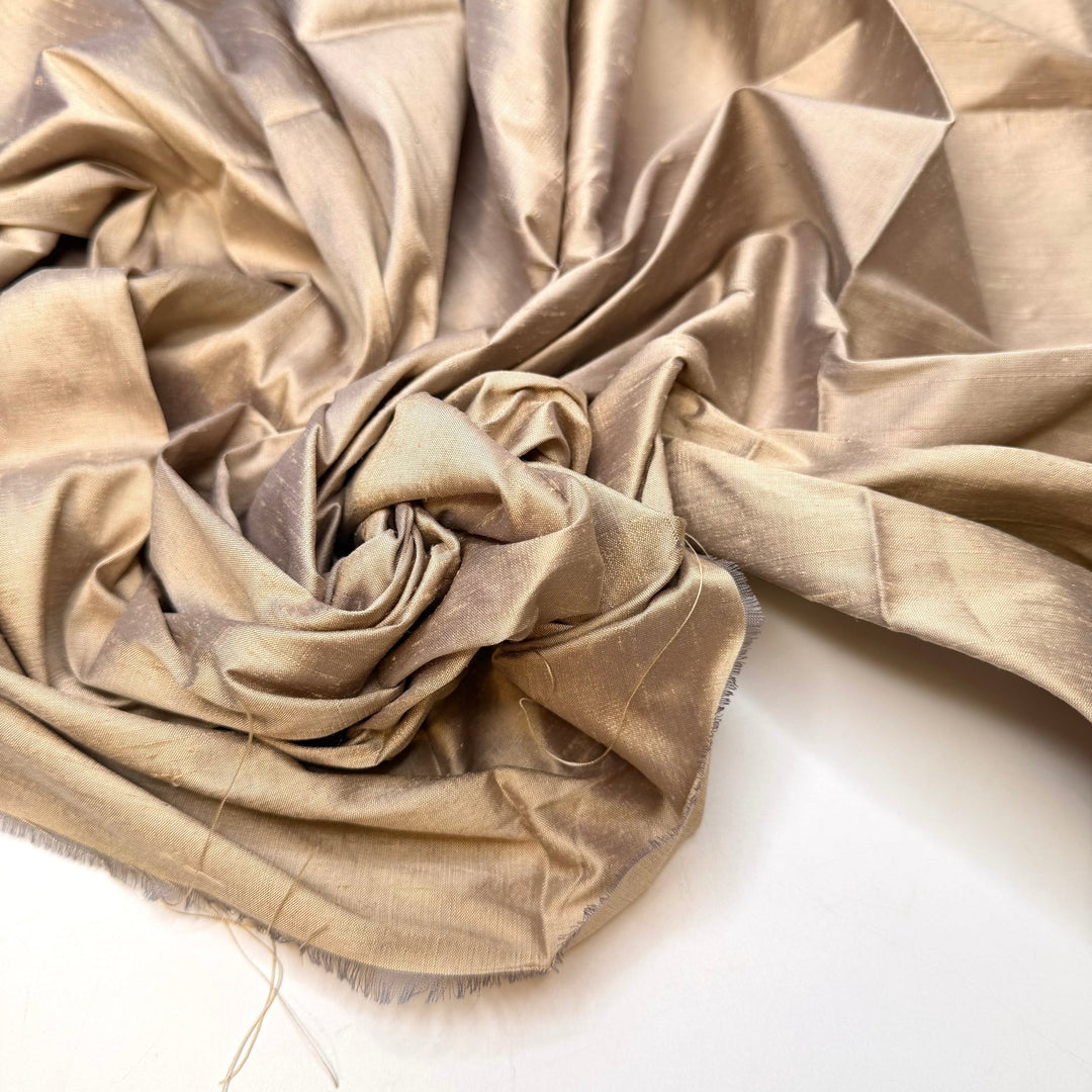 Honey Beige Opal - Dupioni Silk Woven - Champagne - 0.7M Bundle - True Deadstock fabric Fabric by private - Sustainable Textile | FABCYCLE