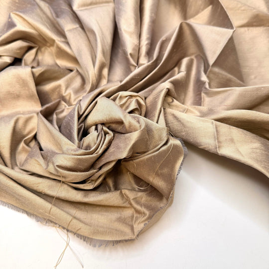 Honey Beige Opal - Dupioni Silk Woven - Champagne - 0.7M Bundle - True Deadstock fabric Fabric by private - Sustainable Textile | FABCYCLE