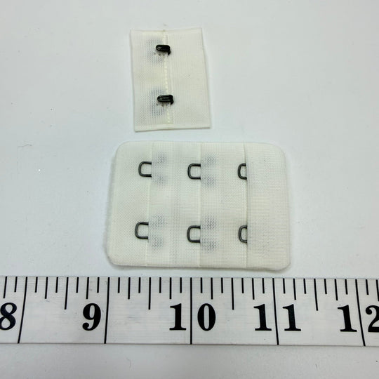Hook &amp; Eye Bra Clasp - Double - White/Silver - True Deadstock supplies Fabric by private - Sustainable Textile | FABCYCLE