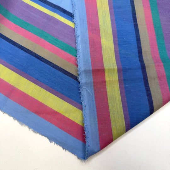 Hoping My Bobbin Lasts - Cotton Woven - Blue Multi Stripes - 2.25M Bundle - True Deadstock fabric Fabric by private - Sustainable Textile | FABCYCLE