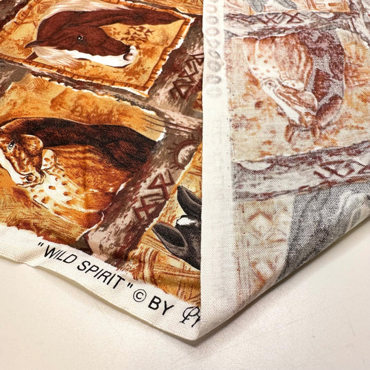 Horse Faces - Cotton Woven - Beige/Brown Horse Portrait Motif - 1M Bundle - True Deadstock fabric Fabric by private - Sustainable Textile | FABCYCLE
