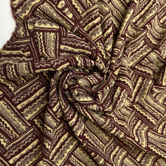 Hot Chocolate And Biscuits - Vintage Crepe Cotton/Rayon Woven - Brown/Cream Geometric - 3M Bundle - True Deadstock fabric Fabric by private - Sustainable Textile | FABCYCLE