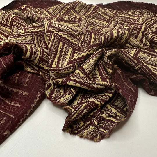 Hot Chocolate And Biscuits - Vintage Crepe Cotton/Rayon Woven - Brown/Cream Geometric - 3M Bundle - True Deadstock fabric Fabric by private - Sustainable Textile | FABCYCLE