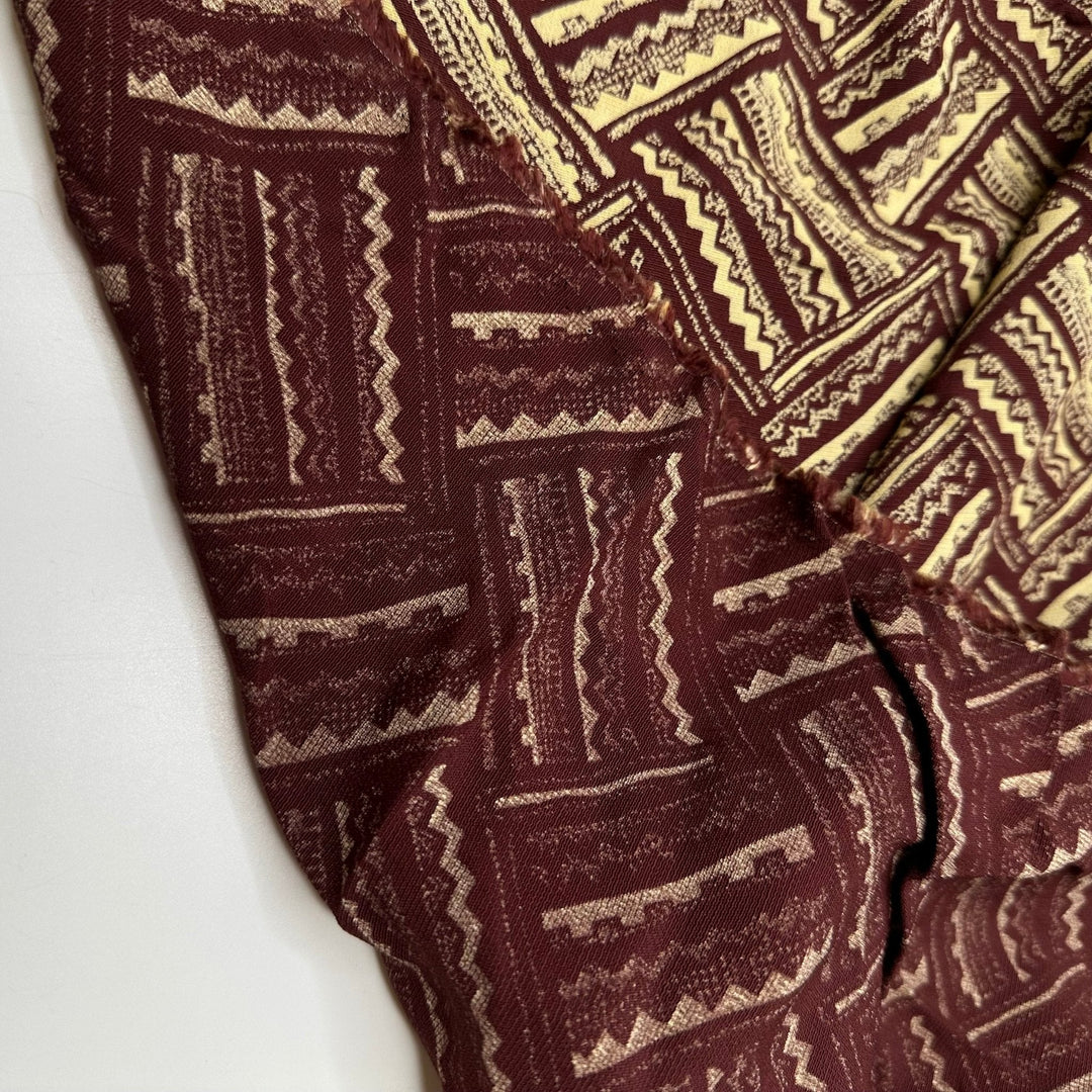Hot Chocolate And Biscuits - Vintage Crepe Cotton/Rayon Woven - Brown/Cream Geometric - 3M Bundle - True Deadstock fabric Fabric by private - Sustainable Textile | FABCYCLE