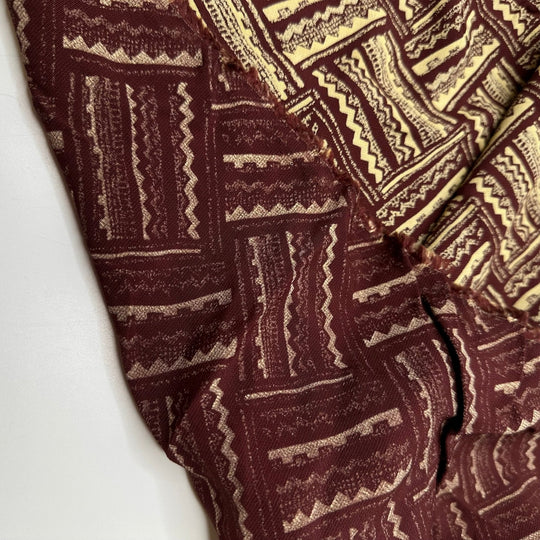 Hot Chocolate And Biscuits - Vintage Crepe Cotton/Rayon Woven - Brown/Cream Geometric - 3M Bundle - True Deadstock fabric Fabric by private - Sustainable Textile | FABCYCLE