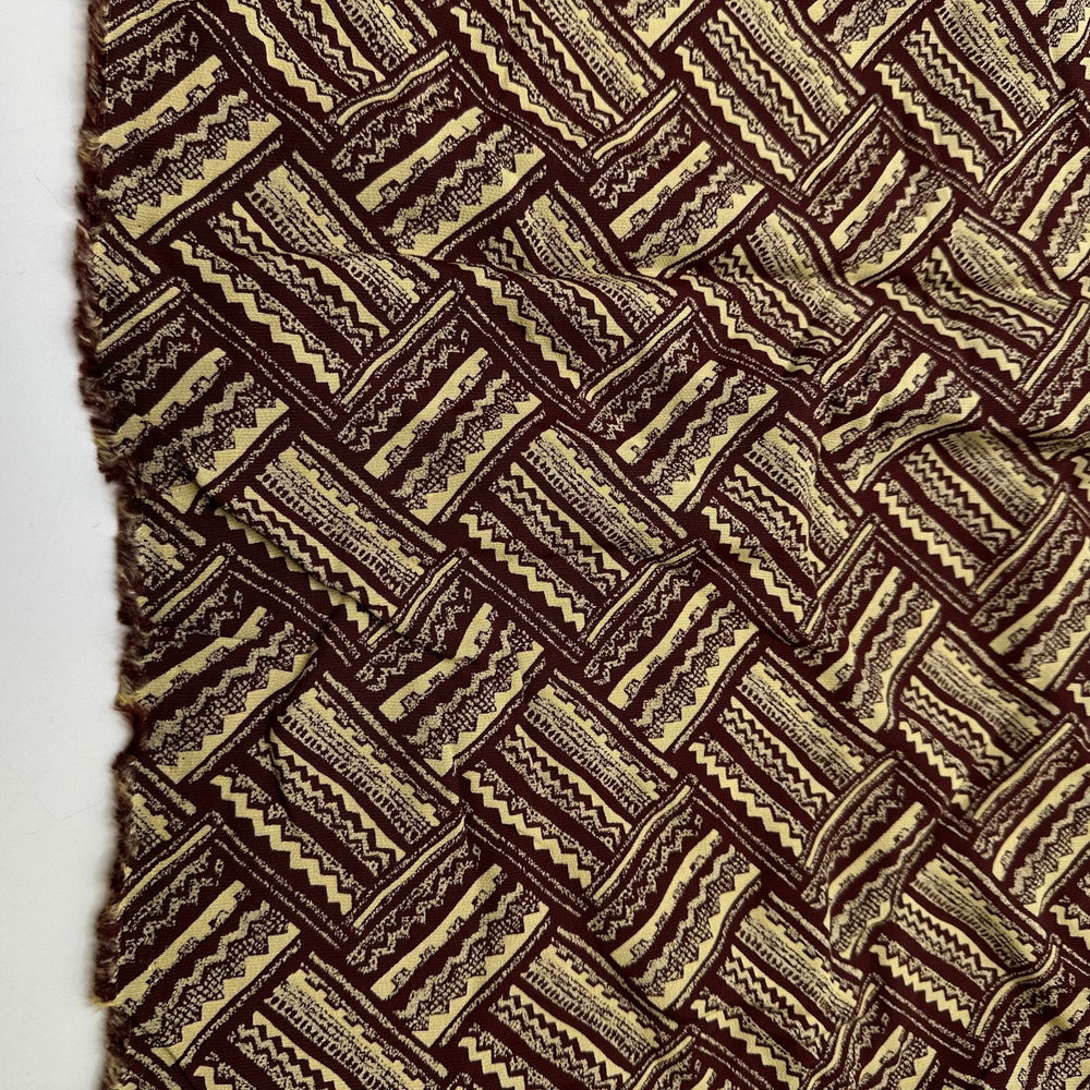 Hot Chocolate And Biscuits - Vintage Crepe Cotton/Rayon Woven - Brown/Cream Geometric - 3M Bundle - True Deadstock fabric Fabric by private - Sustainable Textile | FABCYCLE