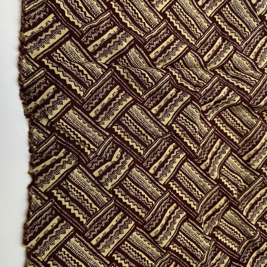 Hot Chocolate And Biscuits - Vintage Crepe Cotton/Rayon Woven - Brown/Cream Geometric - 3M Bundle - True Deadstock fabric Fabric by private - Sustainable Textile | FABCYCLE