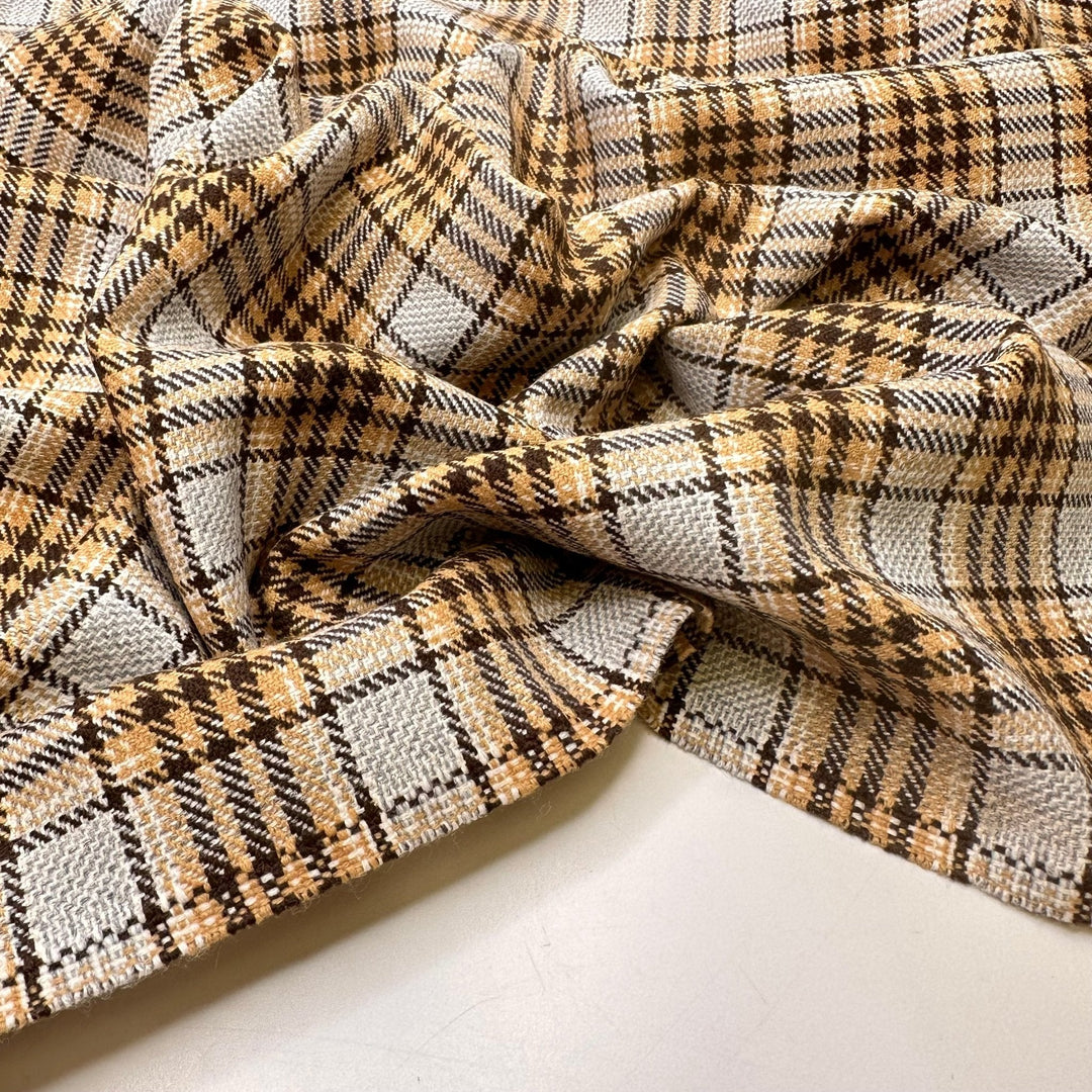Hot Crossed Buns - Polyester Blend Woven - Beige Multi Plaid - 0.6M Bundle - True Deadstock fabric Fabric by private - Sustainable Textile | FABCYCLE