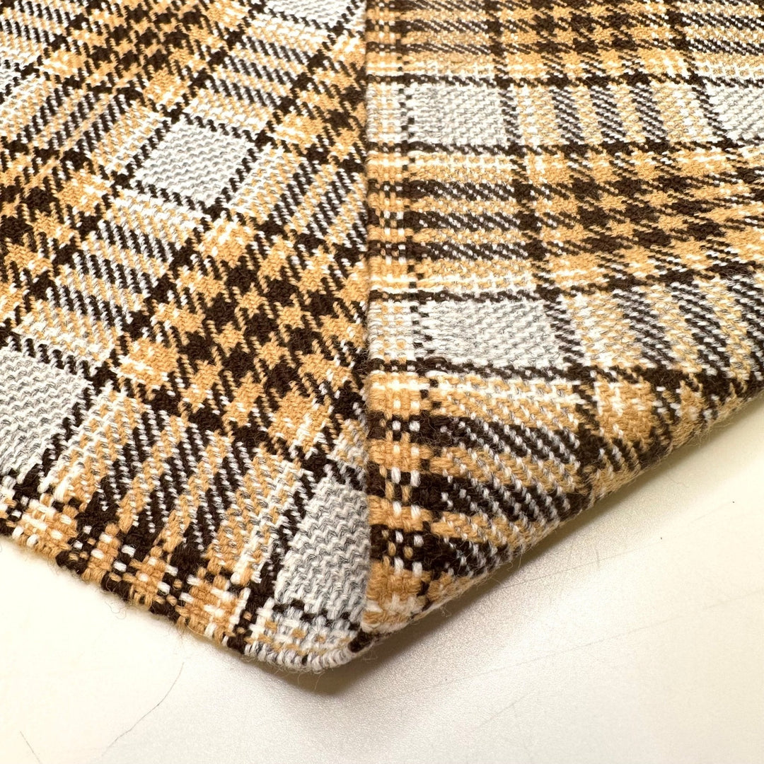 Hot Crossed Buns - Polyester Blend Woven - Beige Multi Plaid - 0.6M Bundle - True Deadstock fabric Fabric by private - Sustainable Textile | FABCYCLE