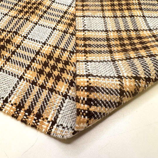 Hot Crossed Buns - Polyester Blend Woven - Beige Multi Plaid - 0.6M Bundle - True Deadstock fabric Fabric by private - Sustainable Textile | FABCYCLE