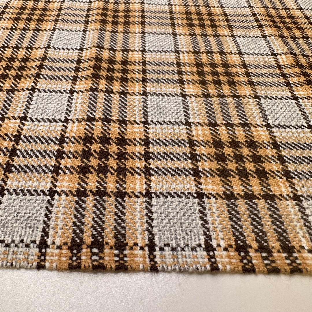 Hot Crossed Buns - Polyester Blend Woven - Beige Multi Plaid - 0.6M Bundle - True Deadstock fabric Fabric by private - Sustainable Textile | FABCYCLE
