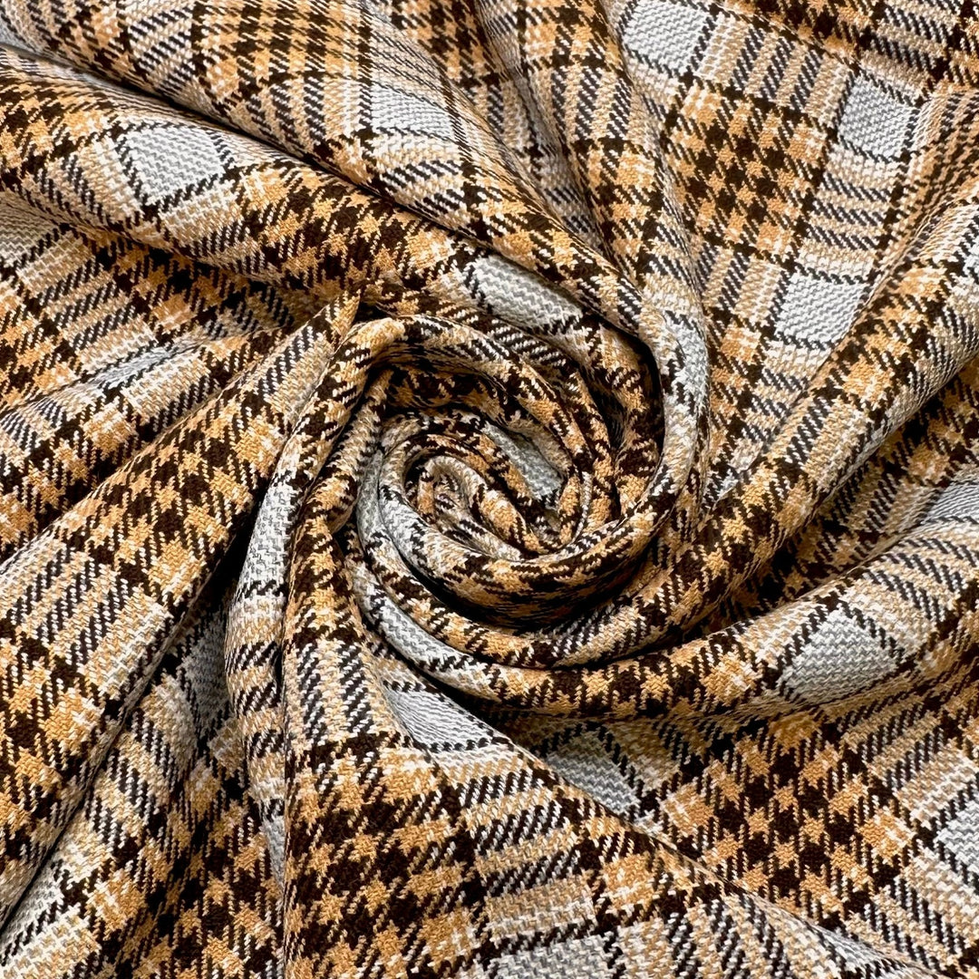 Hot Crossed Buns - Polyester Blend Woven - Beige Multi Plaid - 0.6M Bundle - True Deadstock fabric Fabric by private - Sustainable Textile | FABCYCLE