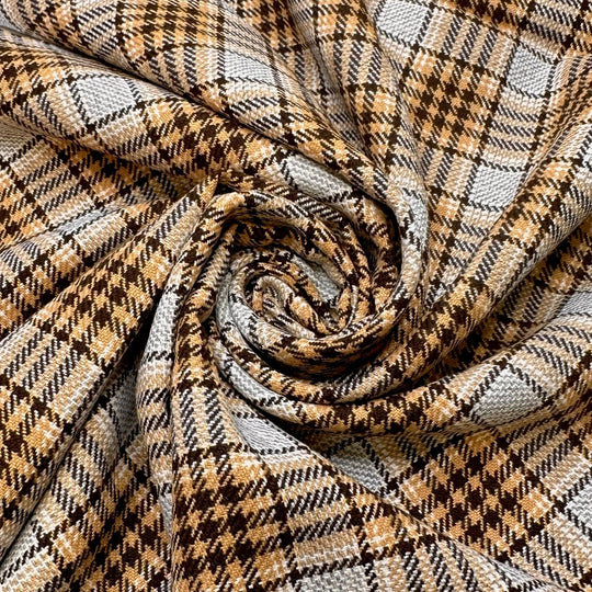 Hot Crossed Buns - Polyester Blend Woven - Beige Multi Plaid - 0.6M Bundle - True Deadstock fabric Fabric by private - Sustainable Textile | FABCYCLE