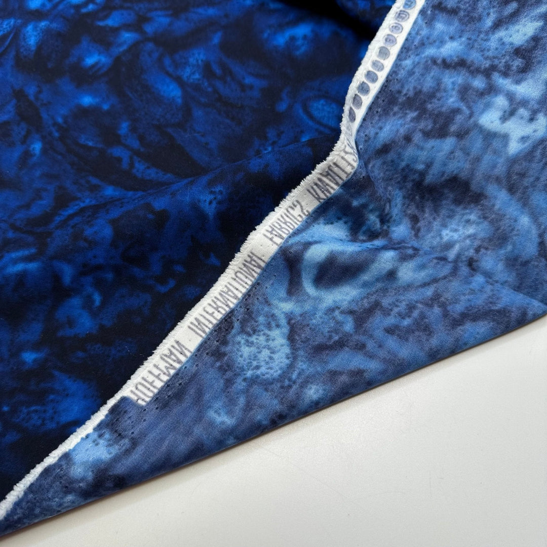 Hot Tub Dips - Poly Woven - Blue/Navy Abstract - 1.35M Bundle - True Deadstock fabric Fabric by private - Sustainable Textile | FABCYCLE
