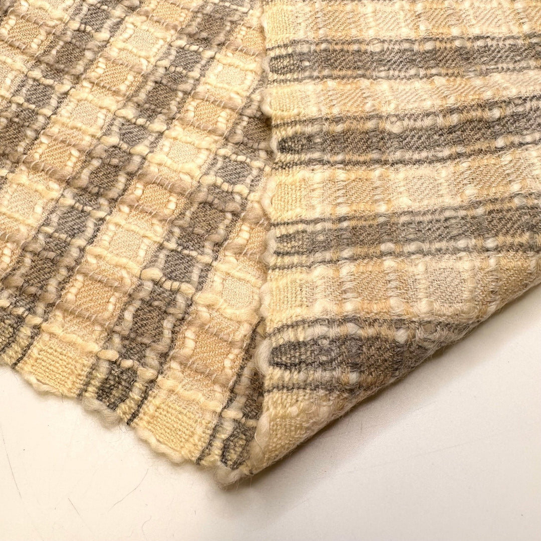 Hotel Lounge - Wool Blend Woven - Light Grey/Yellow Plaid - 1.9M Bundle - True Deadstock fabric Fabric by private - Sustainable Textile | FABCYCLE
