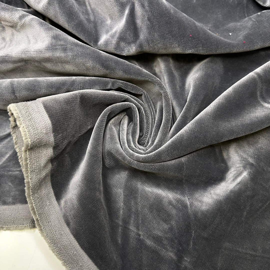 Hugged By Thunder - Vintage Velvet Cotton Woven - Grey - Bundles - True Deadstock fabric Fabric by private - Sustainable Textile | FABCYCLE