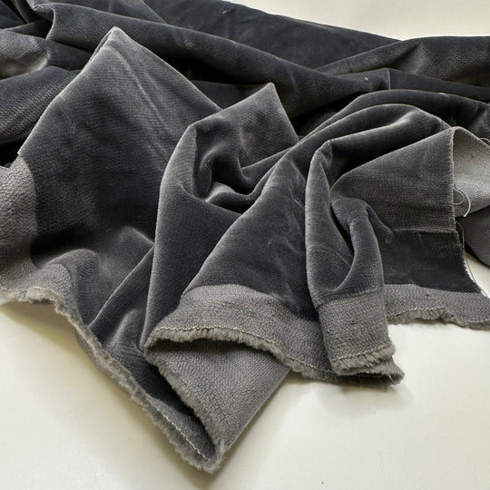 Hugged By Thunder - Vintage Velvet Cotton Woven - Grey - Bundles - True Deadstock fabric Fabric by private - Sustainable Textile | FABCYCLE