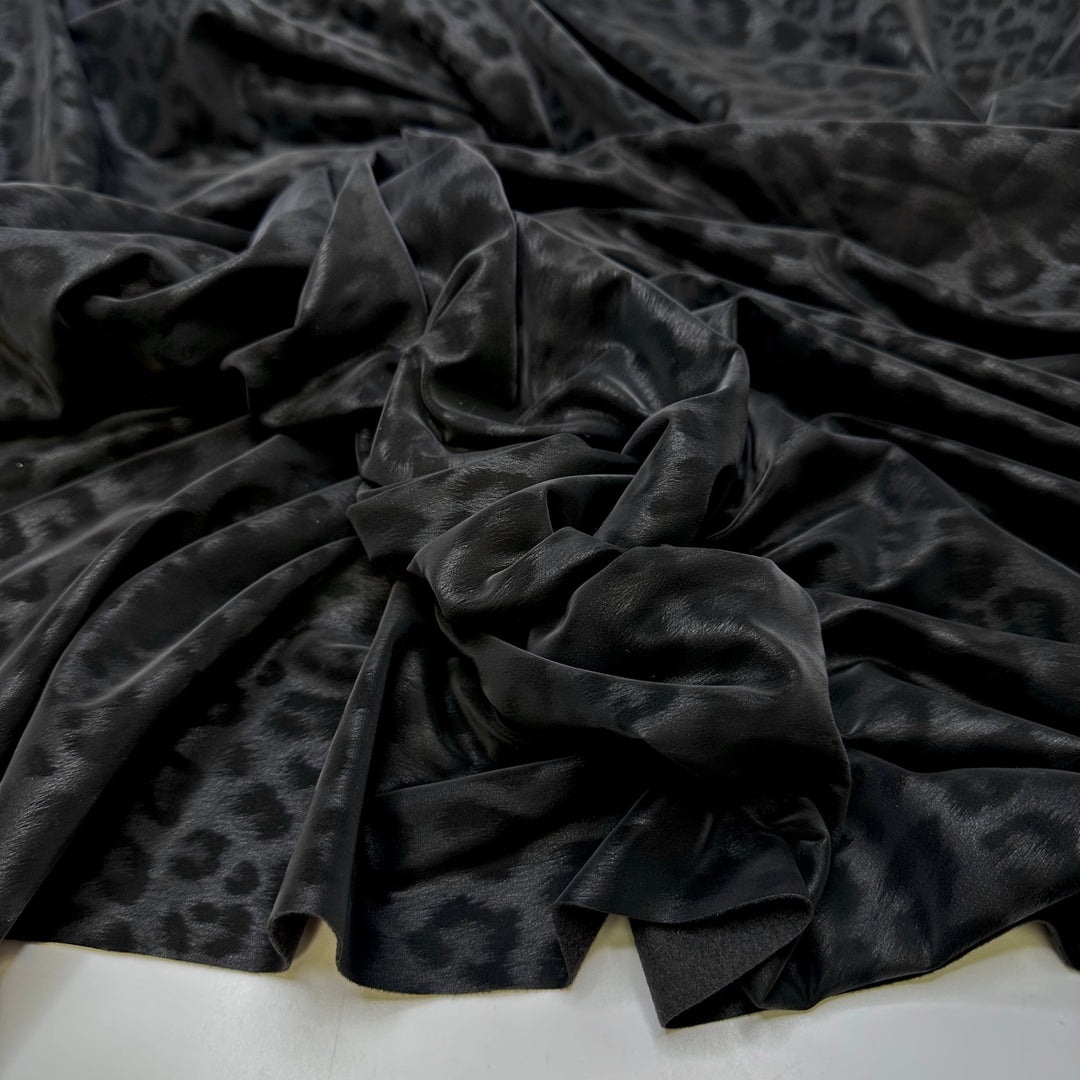 Hunting For Food - Water Resistant Softshell Synthetic Blend Woven - Dark Black/Grey Animal Print - 2.55M Bundle - True Deadstock fabric Fabric by private - Sustainable Textile | FABCYCLE