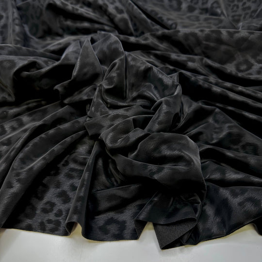 Hunting For Food - Water Resistant Softshell Synthetic Blend Woven - Dark Black/Grey Animal Print - 2.55M Bundle - True Deadstock fabric Fabric by private - Sustainable Textile | FABCYCLE