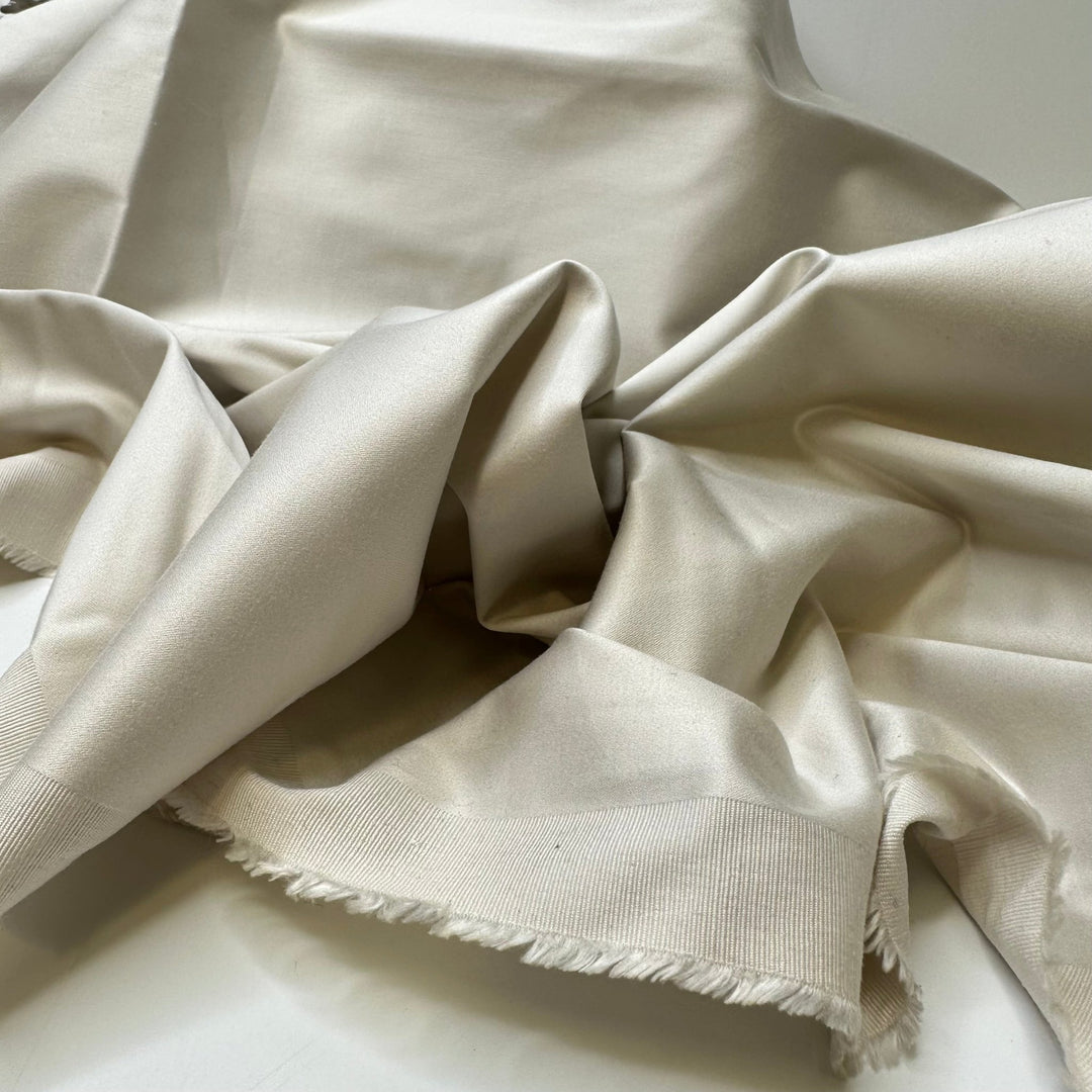 Hunting For Pearls - Sateen Cotton Woven - Off White Oyster - 3M Bundle - True Deadstock fabric Fabric by private - Sustainable Textile | FABCYCLE
