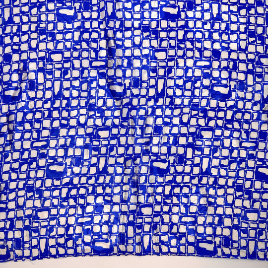 I Ate A Watch, It Was Time Consuming - Silk Woven - White/Blue Geometric - 2.25M Bundle - True Deadstock fabric Fabric by private - Sustainable Textile | FABCYCLE