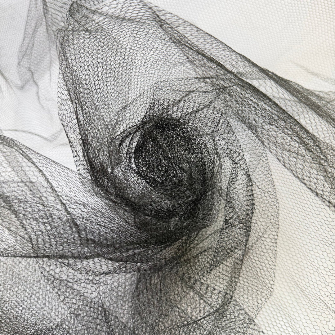 I Burnt The Turkey - Tulle Poly Woven - Black - 1M Bundle - True Deadstock fabric Fabric by private - Sustainable Textile | FABCYCLE