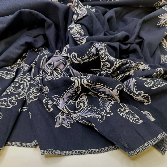 I Have Room In My Stash For This - Batik Cotton Woven - Navy Multi Floral Border - 1.55M Bundle - True Deadstock fabric Fabric by private - Sustainable Textile | FABCYCLE