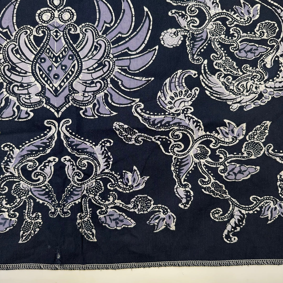 I Have Room In My Stash For This - Batik Cotton Woven - Navy Multi Floral Border - 1.55M Bundle - True Deadstock fabric Fabric by private - Sustainable Textile | FABCYCLE