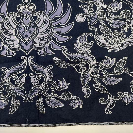 I Have Room In My Stash For This - Batik Cotton Woven - Navy Multi Floral Border - 1.55M Bundle - True Deadstock fabric Fabric by private - Sustainable Textile | FABCYCLE