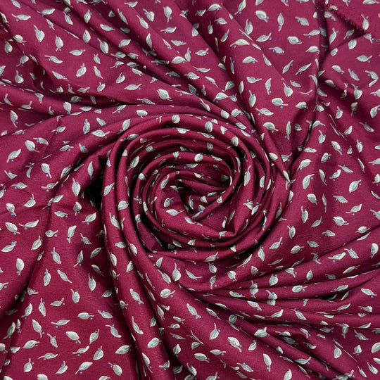 I Look Up To My Tall Friends - Polyester Blend Woven - Burgundy/Grey Floral - 3.4M Bundle - True Deadstock fabric Fabric by private - Sustainable Textile | FABCYCLE