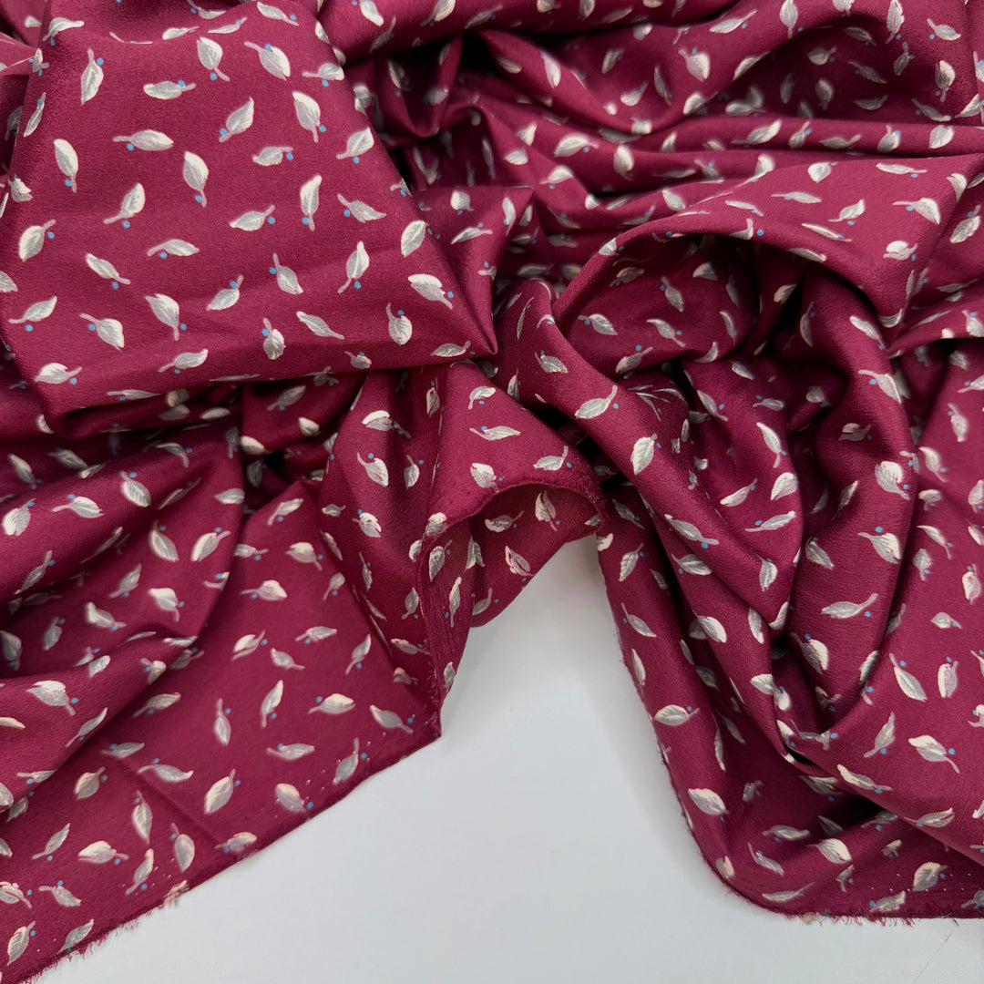 I Look Up To My Tall Friends - Polyester Blend Woven - Burgundy/Grey Floral - 3.4M Bundle - True Deadstock fabric Fabric by private - Sustainable Textile | FABCYCLE