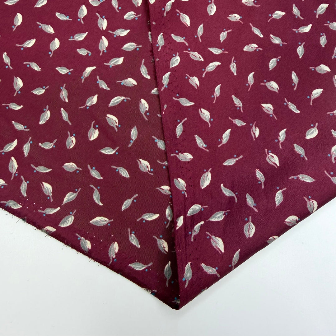 I Look Up To My Tall Friends - Polyester Blend Woven - Burgundy/Grey Floral - 3.4M Bundle - True Deadstock fabric Fabric by private - Sustainable Textile | FABCYCLE