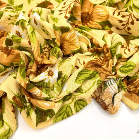 I Love Being In The Sun - Cotton Woven - Light Yellow Multi Floral - 1.35M Bundle - True Deadstock fabric Fabric by private - Sustainable Textile | FABCYCLE