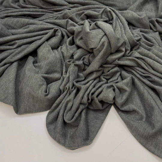 I Love Leafy Greens - Rib Knit Poly/Tencel Knit - Green/Grey - 1.1M Bundle - True Deadstock fabric Fabric by private - Sustainable Textile | FABCYCLE