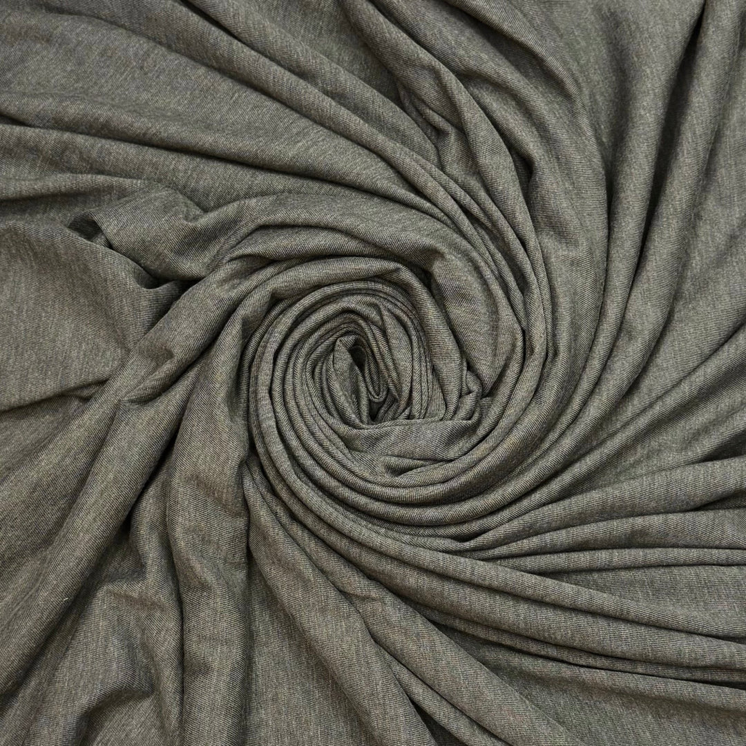 I Love Leafy Greens - Rib Knit Poly/Tencel Knit - Green/Grey - 1.1M Bundle - True Deadstock fabric Fabric by private - Sustainable Textile | FABCYCLE