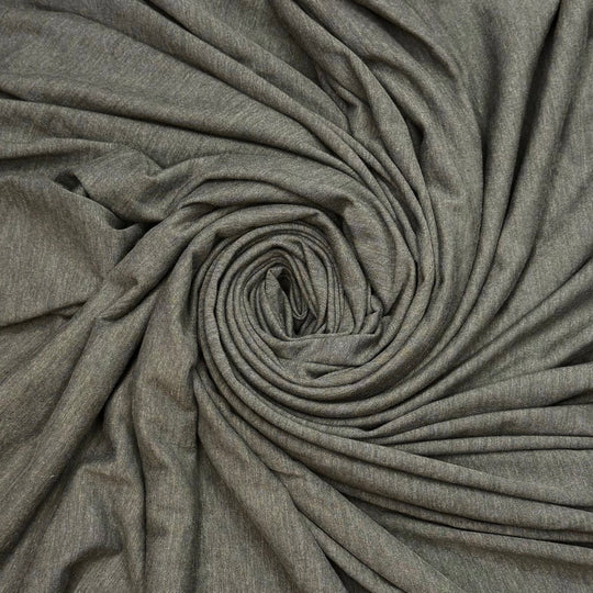 I Love Leafy Greens - Rib Knit Poly/Tencel Knit - Green/Grey - 1.1M Bundle - True Deadstock fabric Fabric by private - Sustainable Textile | FABCYCLE