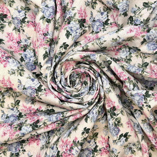 I Made Everything In This Room - Cotton/Linen Woven - Light Blue/Pink Floral - 2.15M Bundle - True Deadstock fabric Fabric by private - Sustainable Textile | FABCYCLE
