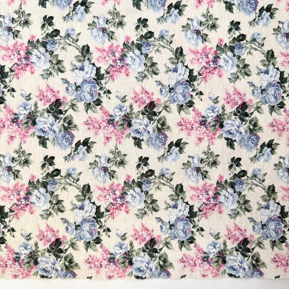 I Made Everything In This Room - Cotton/Linen Woven - Light Blue/Pink Floral - 2.15M Bundle - True Deadstock fabric Fabric by private - Sustainable Textile | FABCYCLE