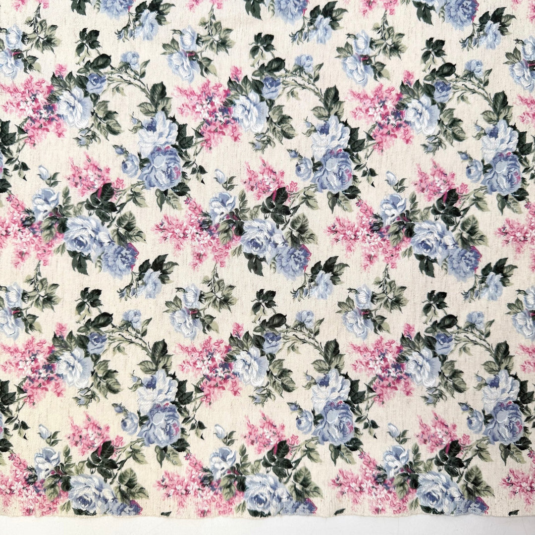 I Made Everything In This Room - Cotton/Linen Woven - Light Blue/Pink Floral - 2.15M Bundle - True Deadstock fabric Fabric by private - Sustainable Textile | FABCYCLE