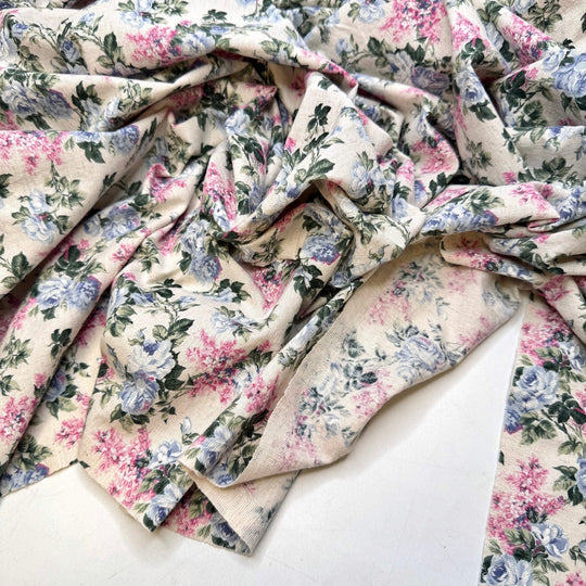 I Made Everything In This Room - Cotton/Linen Woven - Light Blue/Pink Floral - 2.15M Bundle - True Deadstock fabric Fabric by private - Sustainable Textile | FABCYCLE