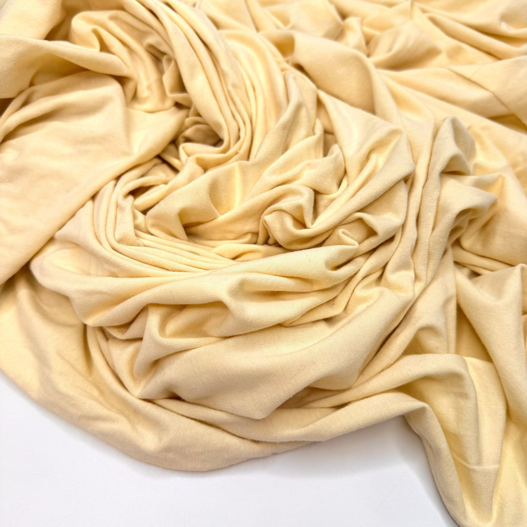 I Need To Be In The Sun - Jersey Natural Blend Knit - Light Yellow/Cream - 1.8M Bundle - True Deadstock fabric Fabric by private - Sustainable Textile | FABCYCLE