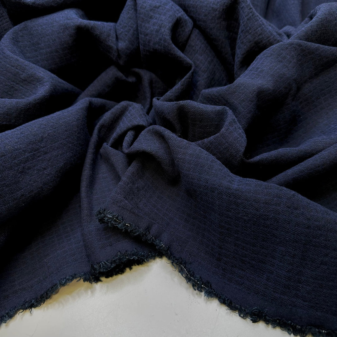 I Should Get My Boating License - Linen/Cotton Woven - Navy - 2M Bundle - True Deadstock fabric Fabric by private - Sustainable Textile | FABCYCLE