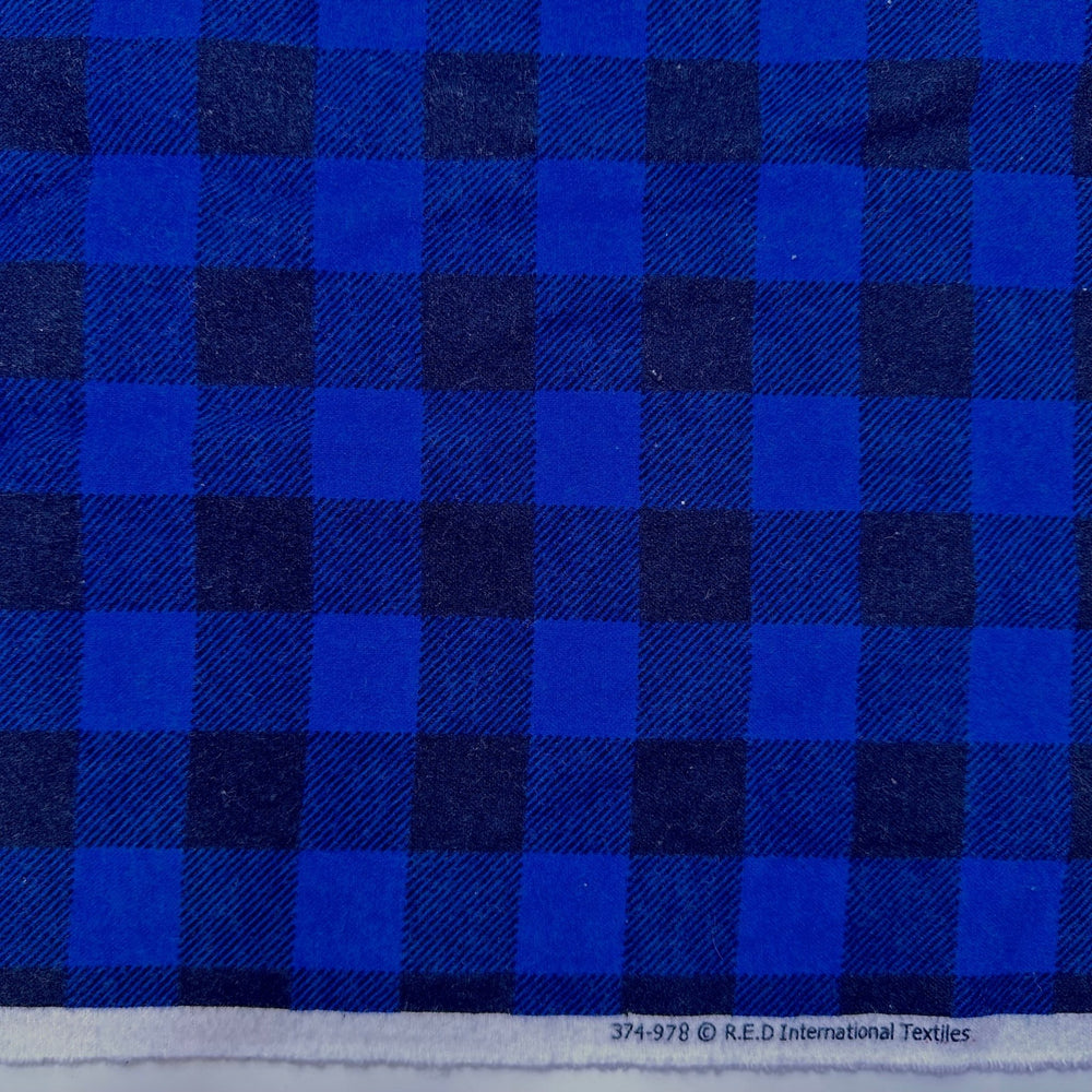 I Wanna Stay In Bed - Flanelette Cotton Woven - Dark Black/Blue Plaid - 2.45M Bundle - True Deadstock fabric Fabric by private - Sustainable Textile | FABCYCLE