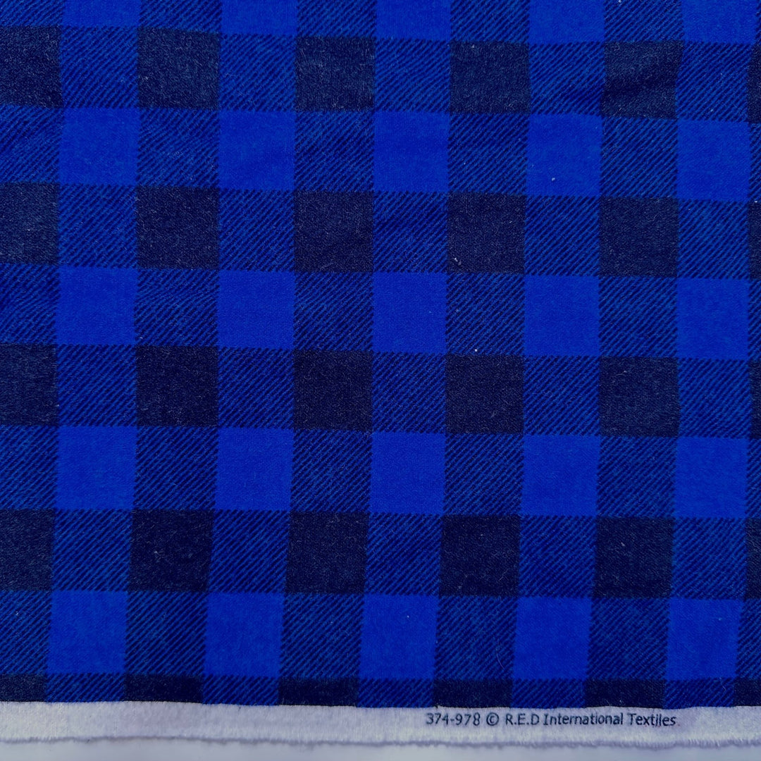 I Wanna Stay In Bed - Flanelette Cotton Woven - Dark Black/Blue Plaid - 2.45M Bundle - True Deadstock fabric Fabric by private - Sustainable Textile | FABCYCLE